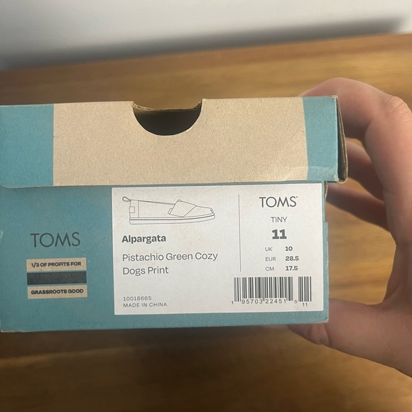 TOMS Unisex-Child Alpargata Loafer pistachio green cozy dog  Flat size 11 - Picture 8 of 8